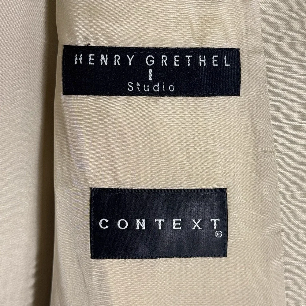 Henry Grethel Context Linen Jacket Mens Large Beige Blazer Sport Coat Vintage‎